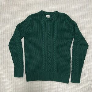 J Crew Forest Green Crewneck Sweater 100% Cotton